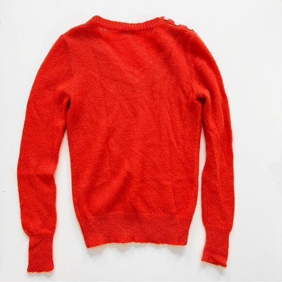 J. Crew Women Fall Season Orange Wynter Wool Mohair V-Neck Sweater Size XS - Picture 4 of 8